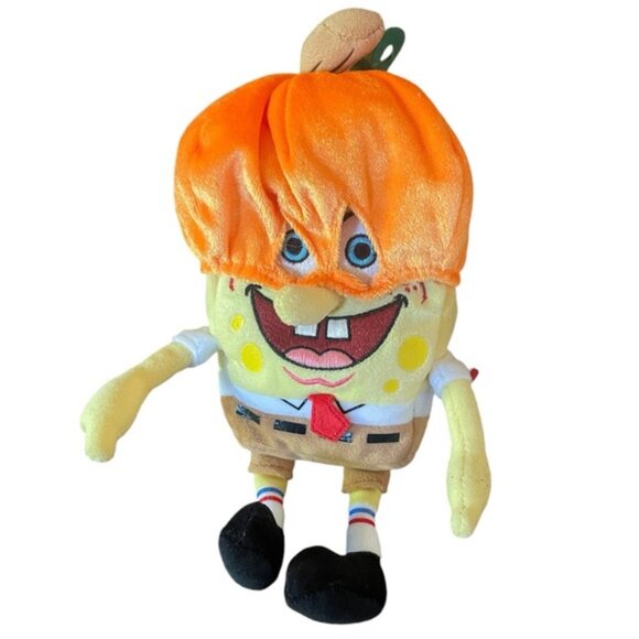 New SpongeBob SquarePants Pumpkin Mask Halloween TY Beanie Baby 9” - Picture 1 of 8